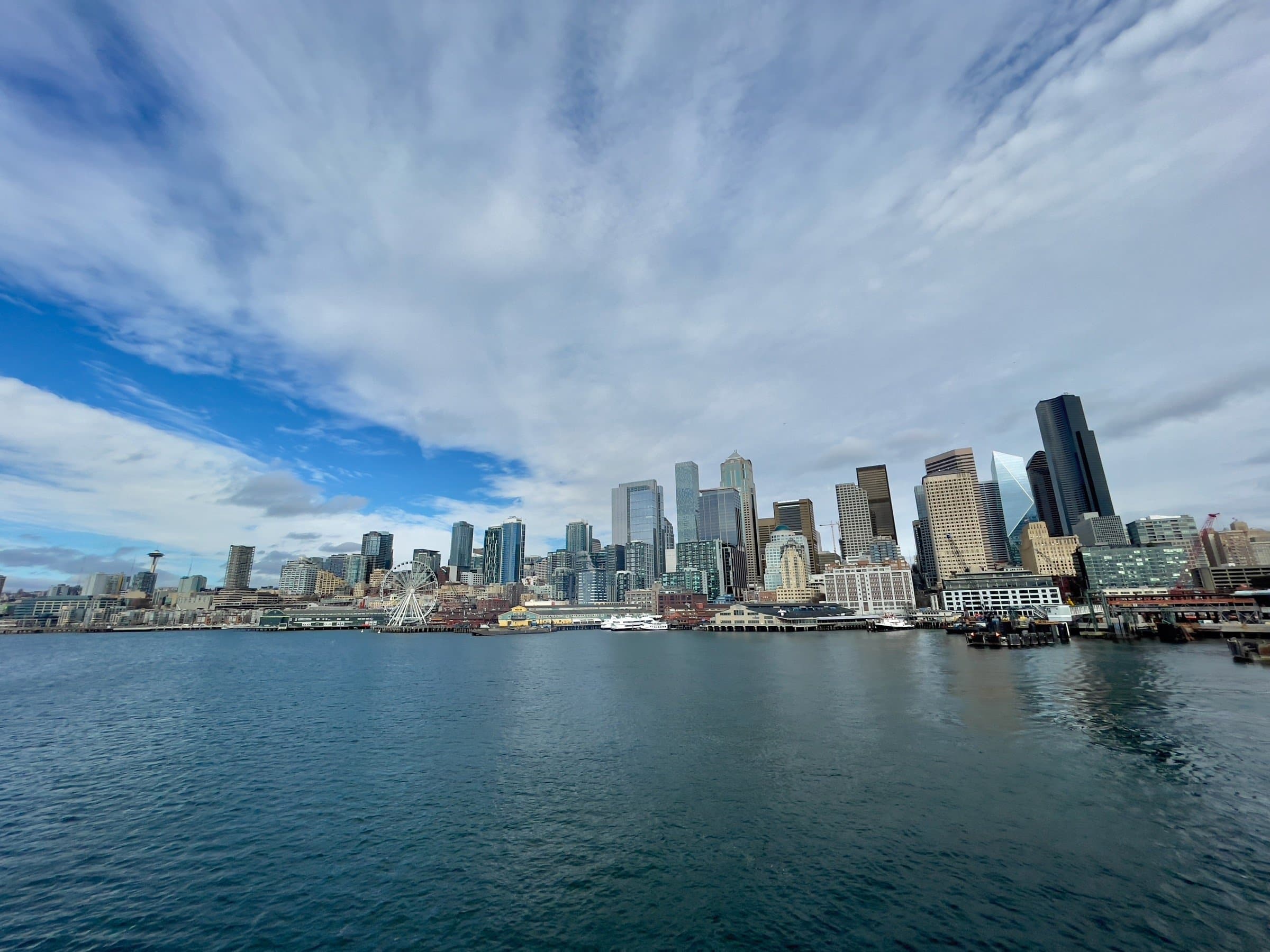 The Seattle waterfront and downtown skyline from Elliott Bay